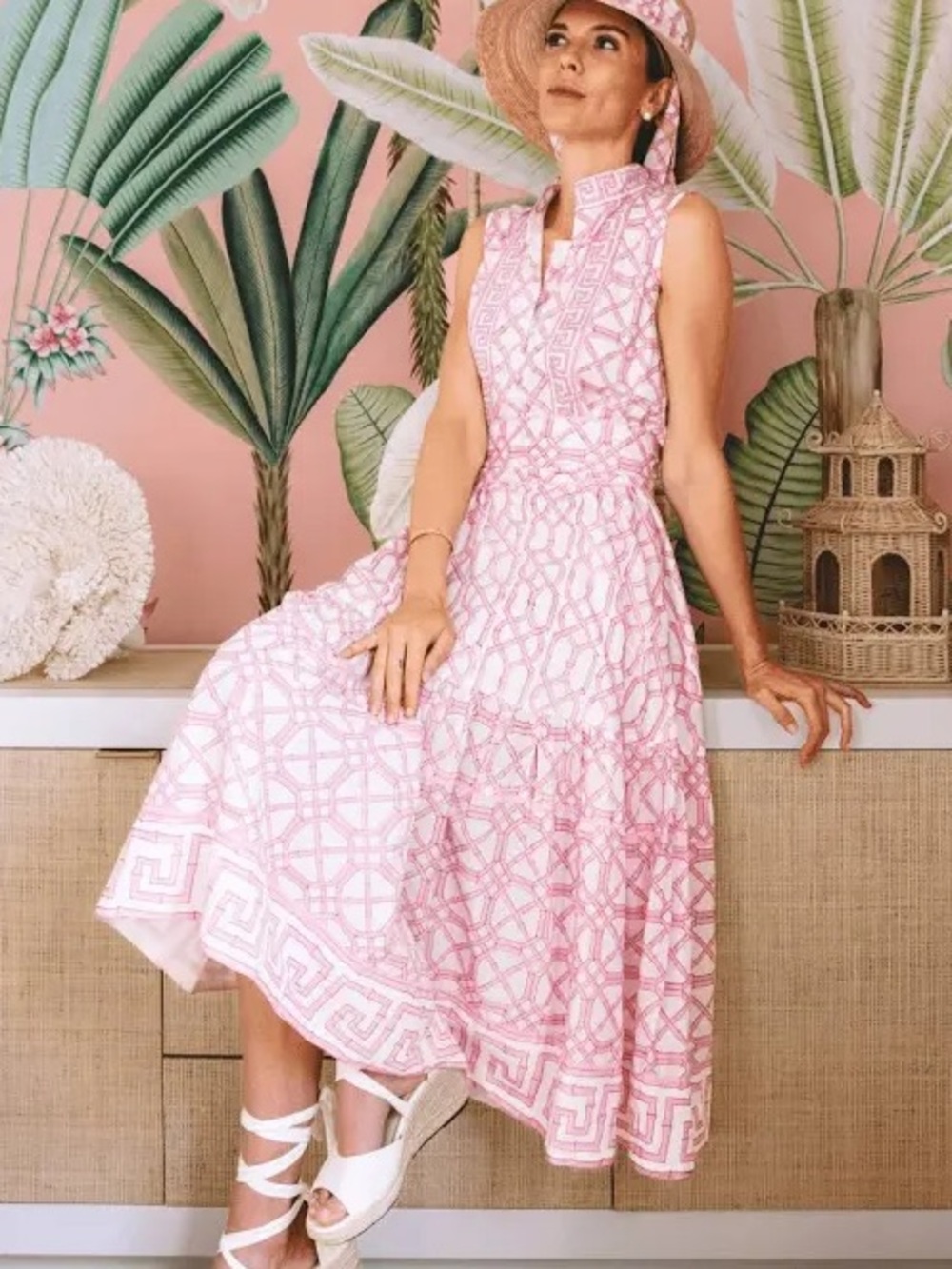Sleeveless SUE SARTOR Flounce | Hibiscus Bamboo - Picture 1 of 11